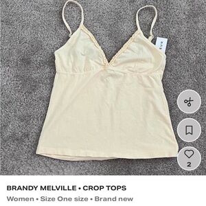 Brandy Melville Light Cream Spaghetti Strap Crop Top